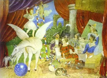  picasso - Skizze des Sets für die Parade 1917 kubist Pablo Picasso
